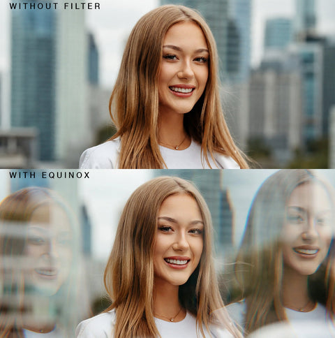 Equinox gallery comparison showing a central portrait with repeated faces beside it