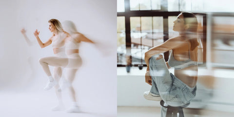 Studio portrait examples showing double-sided ghosting with Supernova II on the left and single-sided ghosting with Supernova I on the right