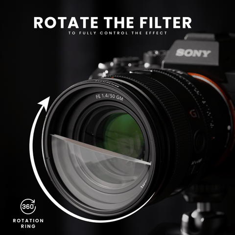 REFLECTLENS Half Moon lens filter with rotating ring for half-frame split-diopter focus