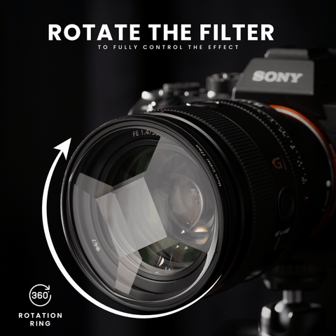 REFLECTLENS Moon Crater lens filter with rotating ring for kaleidoscope fragments around a clear centre